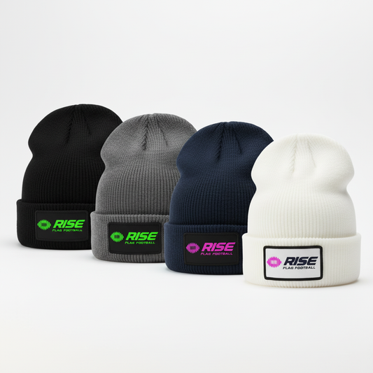 Custom winter hats with RISE logos